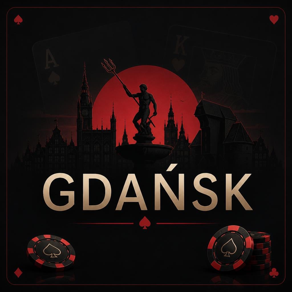 gpt image 2 city card gdańsk skyline silhouette neptune cranes poker theme dark background 0